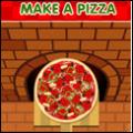 Make a pizza game logo with a brick oven and pizza