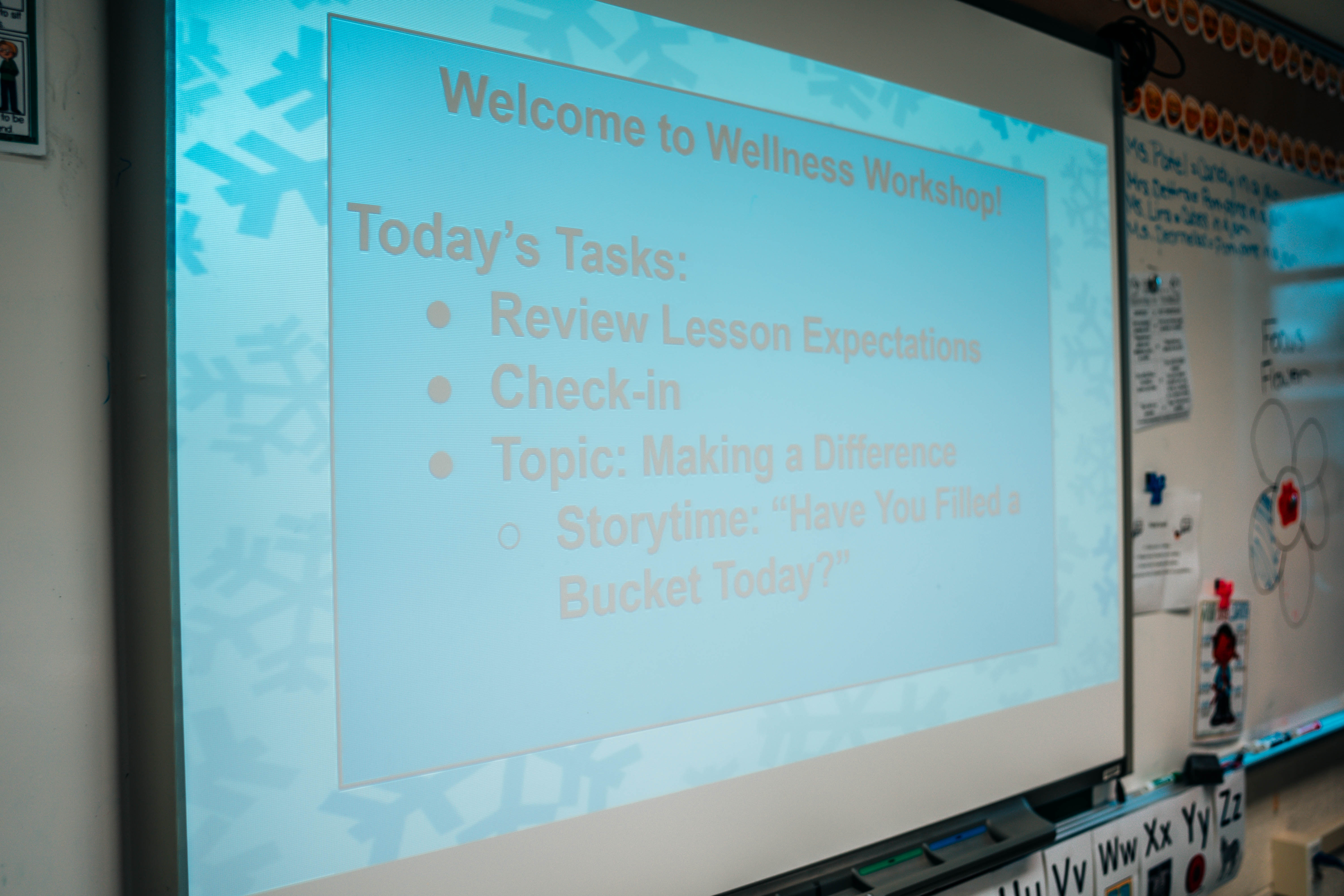 lesson outline on a smart board