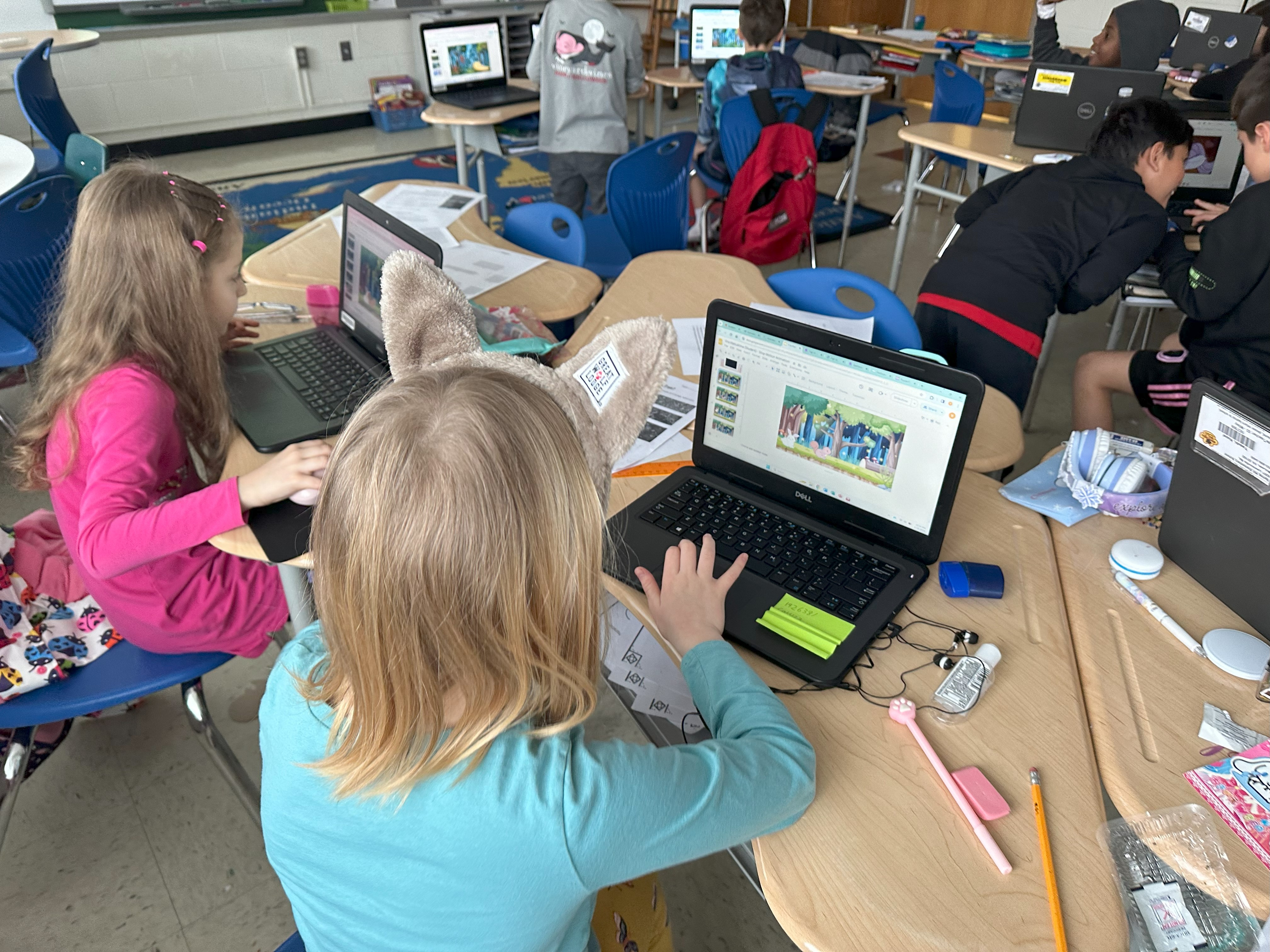 students working on laptops